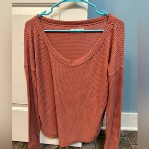 Hollister Waffled Orange Long Sleeve Size Medium